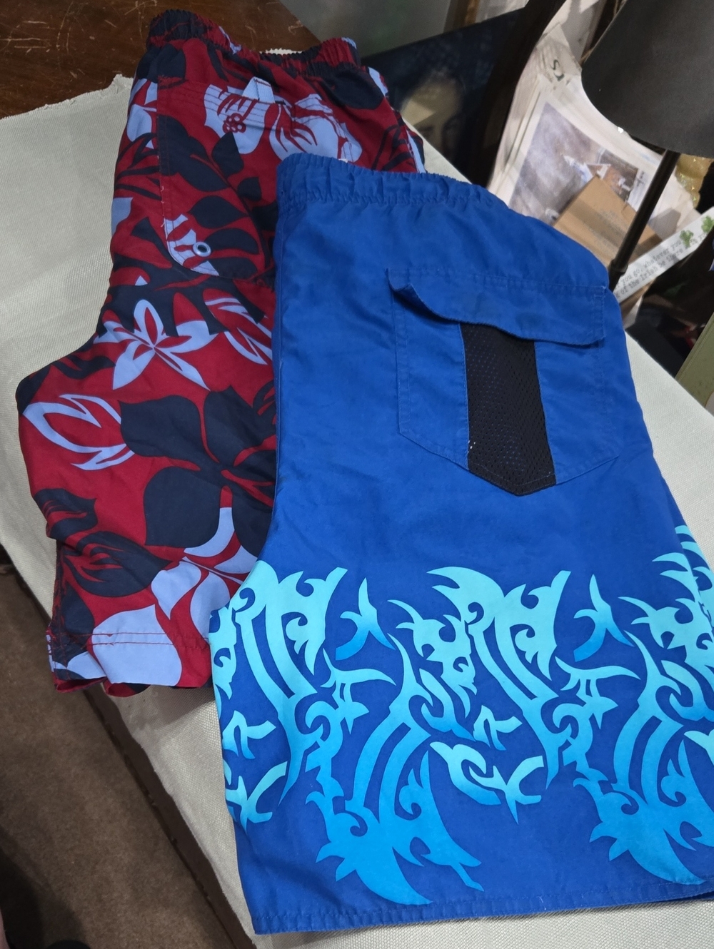 Men's Blue & Red Floral Swim Shorts Two Pairs